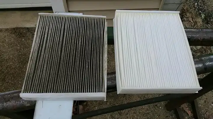 Clean and dirty HVAC air filter.