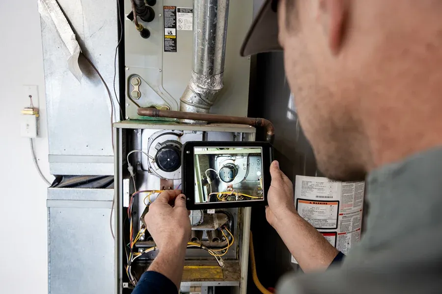 Tech repairing furnace.