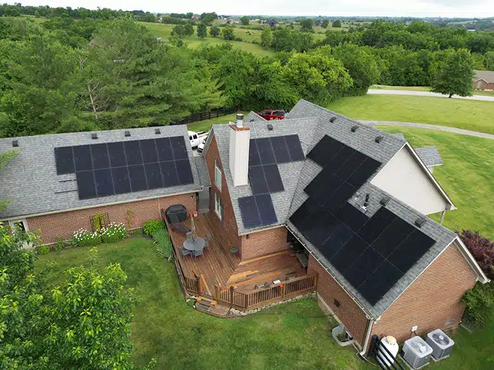 Solar panels on residential roof in Lexington, KY.
